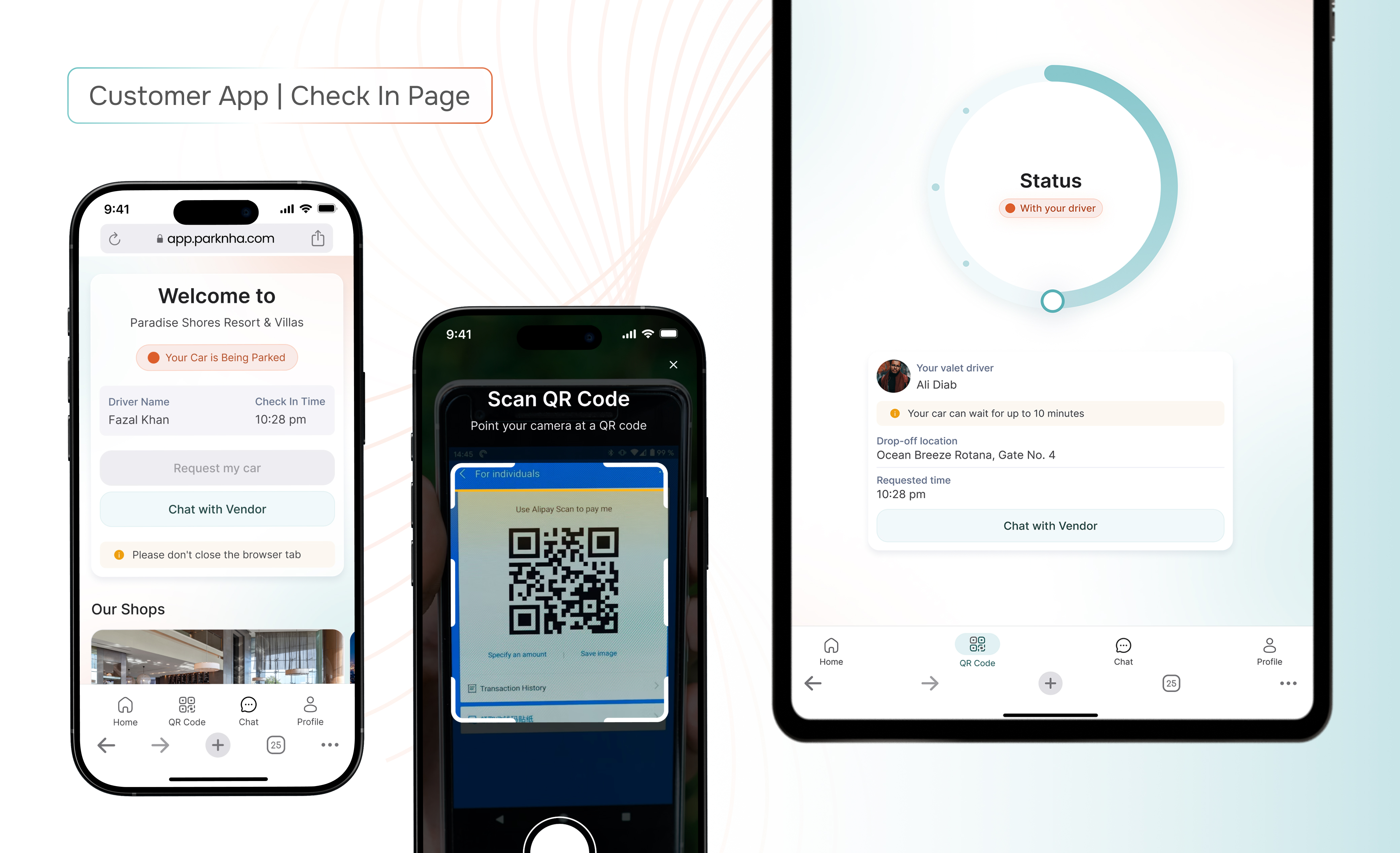 Parknha Customer_Check In_page